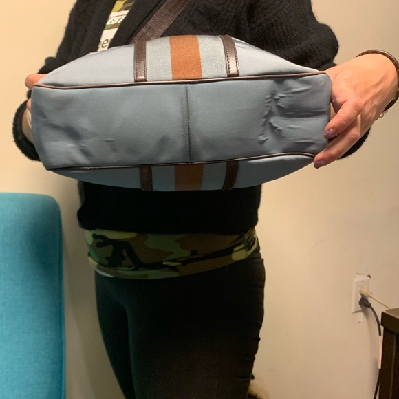 Gucci Blue/Brown Nylon & Leather Vintage Web Hobo - Picture 4 of 15